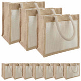 vidaXL Jute Handtassen met Pocket 5 Natuurlijk en Wit 26 x 22 x 14 cm