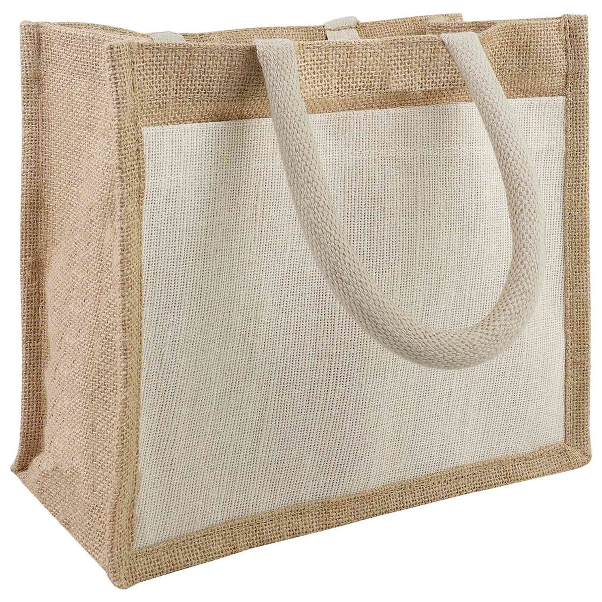 vidaXL Jute Handtassen met Pocket 5 Natuurlijk en Wit 26 x 22 x 14 cm