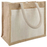 vidaXL Jute Handtassen met Pocket 5 Natuurlijk en Wit 26 x 22 x 14 cm
