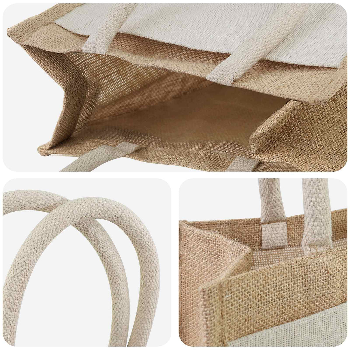vidaXL Jute Handtassen met Pocket 5 Natuurlijk en Wit 26 x 22 x 14 cm