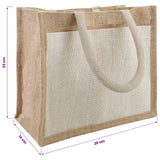 vidaXL Jute Handtassen met Pocket 5 Natuurlijk en Wit 26 x 22 x 14 cm