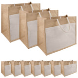 vidaXL Jute Handtassen met Pocket 5 Natuurlijk en Wit 26 x 22 x 14 cm