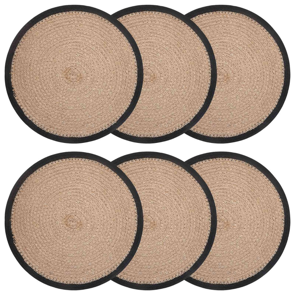vidaXL Jute Placemat 4 st Naturel en Zwart 100% Tossa Jute