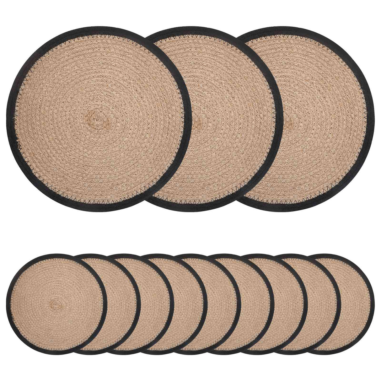 vidaXL Jute Placemat 4 st Naturel en Zwart 100% Tossa Jute