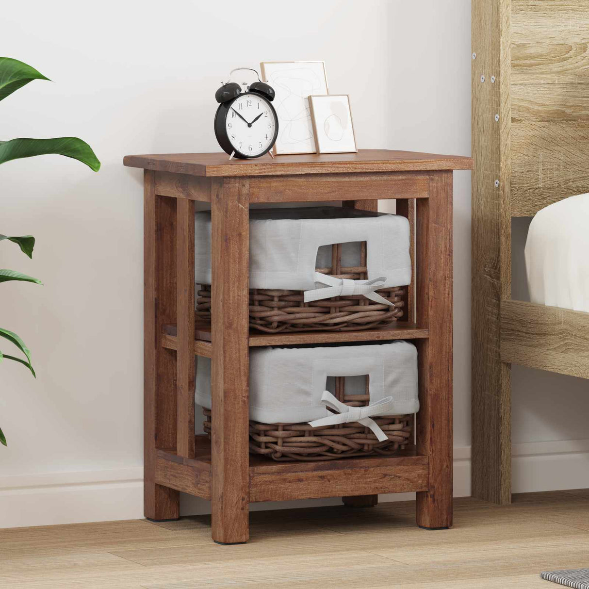 vidaXL Side Table Brown Solid Mahogany Wood