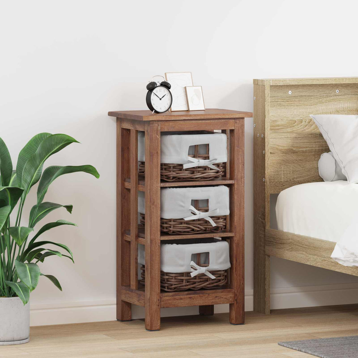 vidaXL Side Table Brown Solid Mahogany Wood