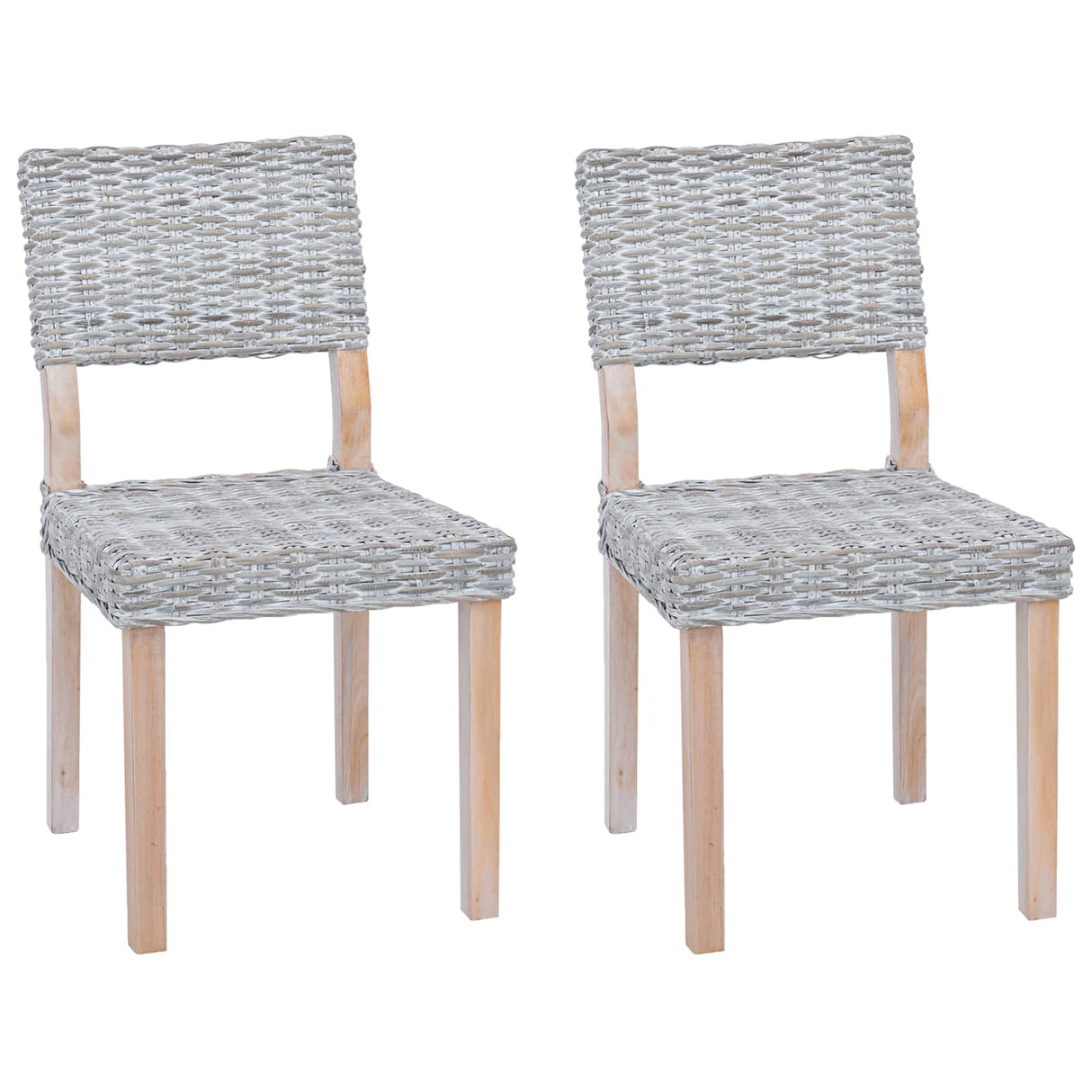 vidaXL Dining Chair 2 pcs White Wash 46 x 55 x 84 cm Kubu Rattan
