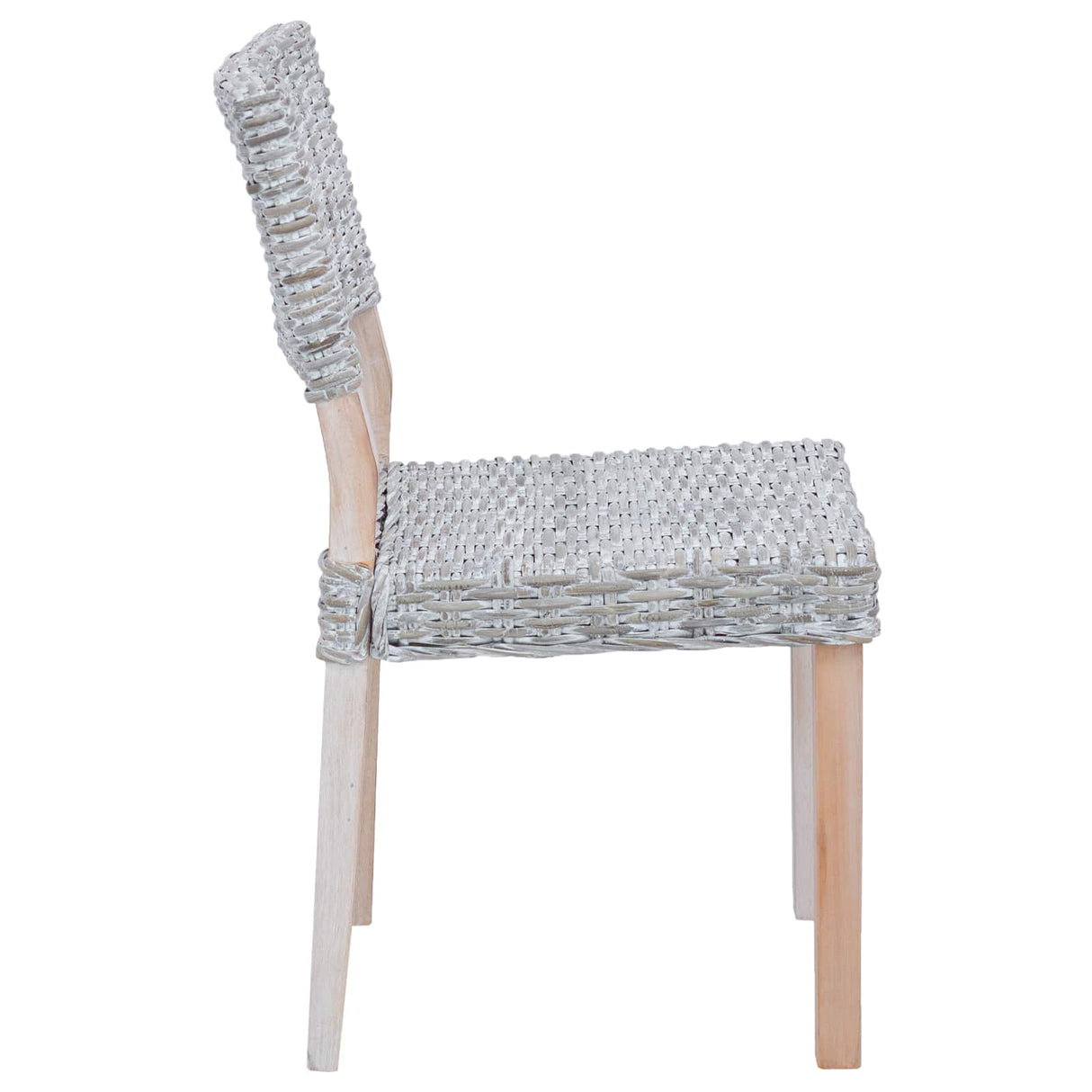 vidaXL Dining Chair 2 pcs White Wash 46 x 55 x 84 cm Kubu Rattan