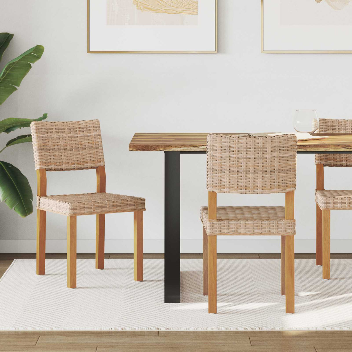 vidaXL Dining Chair 2 pcs White Wash 46 x 55 x 84 cm Kubu Rattan