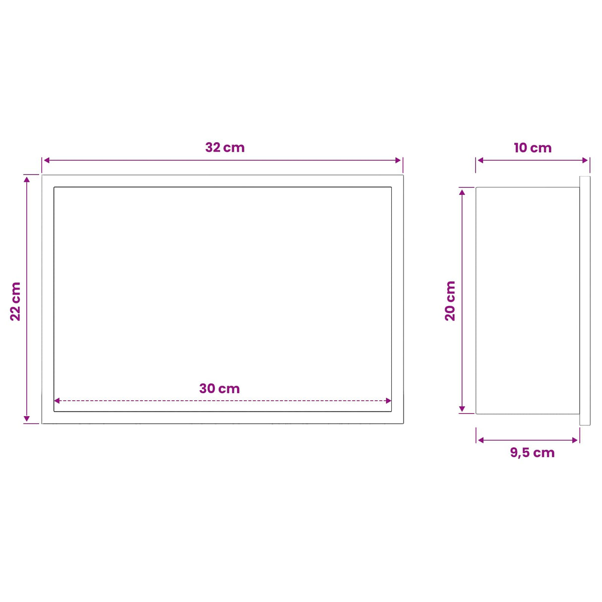 vidaXL Douche Niche Zwart 30 x 20 x 9,5 cm Roestvrij staal