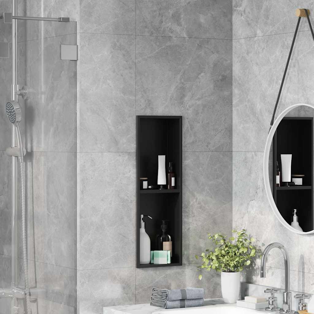 vidaXL Douche Niche Zwart 60 x 20 x 9,5 cm Roestvrij staal