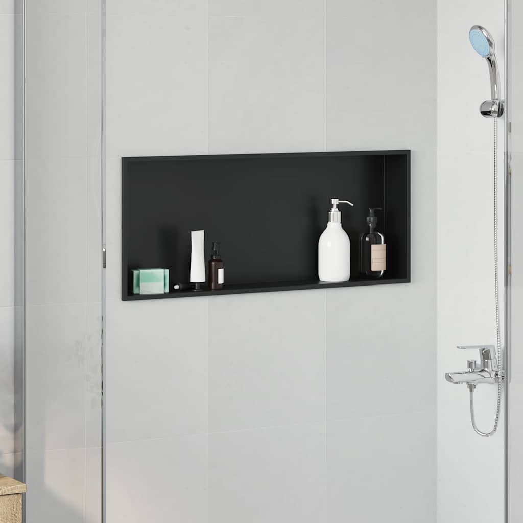 vidaXL Douche Niche Zwart 30 x 20 x 9,5 cm Roestvrij staal
