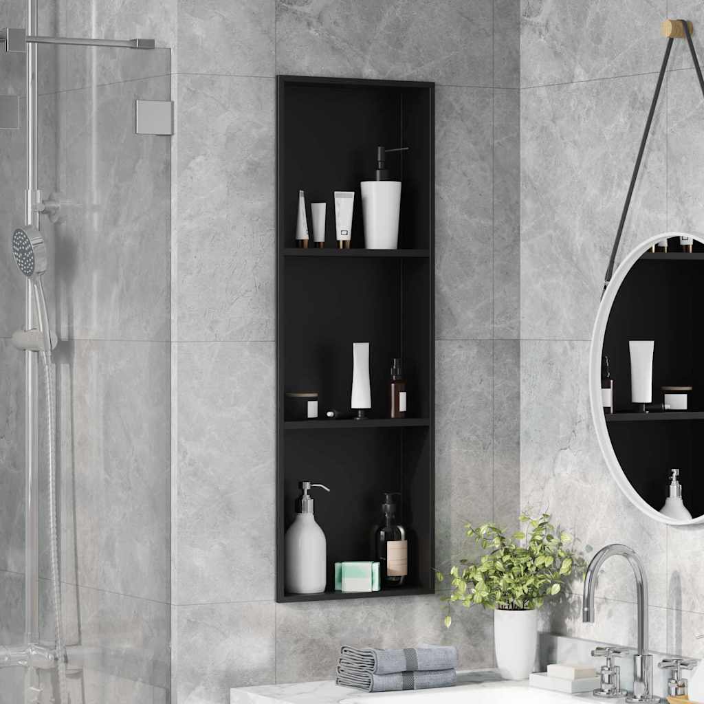 vidaXL Douche Niche Zwart 60 x 20 x 9,5 cm Roestvrij staal