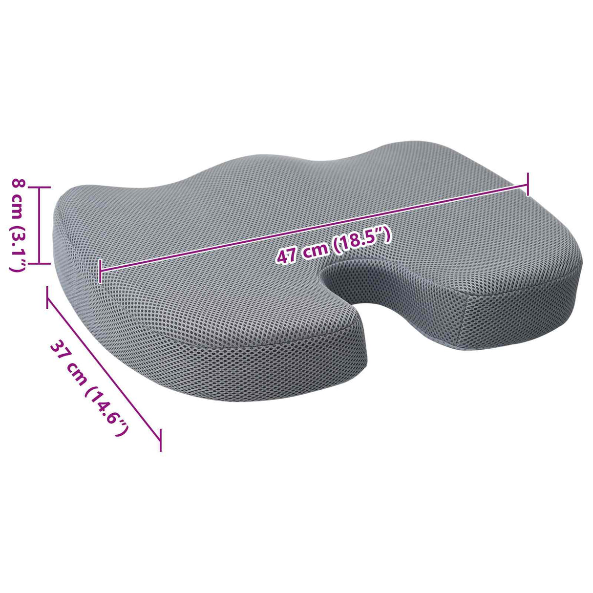 vidaXL Zitkussen Éénkleurig Grijs 47 x 37 x 8 cm Traagschuim