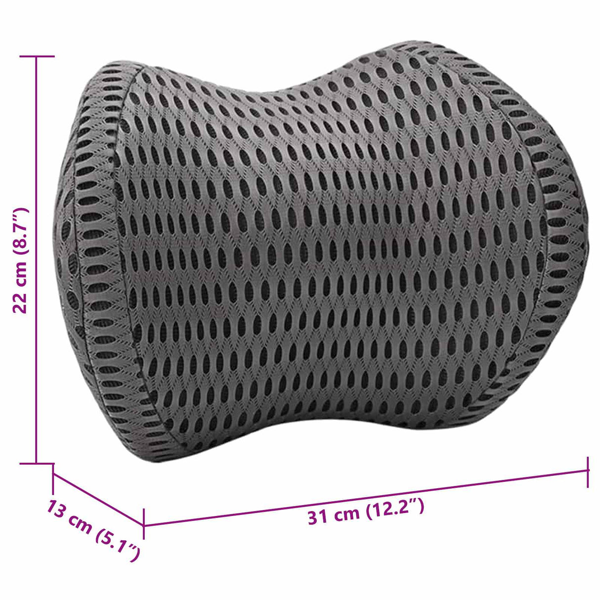 vidaXL Neck Pillow Grey Memory Foam 31 x 22 x 13 cm