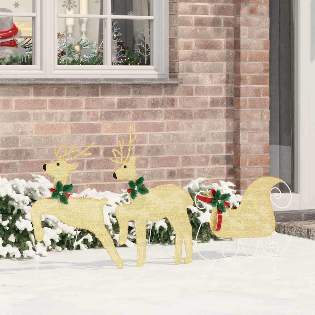 vidaXL LED Reindeer 5 pcs Gold Fabric