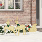 vidaXL LED Reindeer 5 pcs Gold Fabric