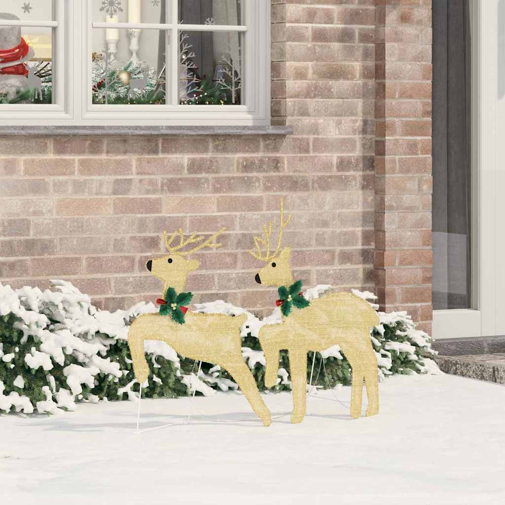 vidaXL LED Reindeer 4 pcs Gold Fabric