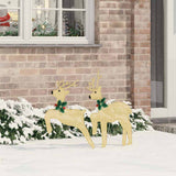 vidaXL LED Reindeer 4 pcs Gold Fabric
