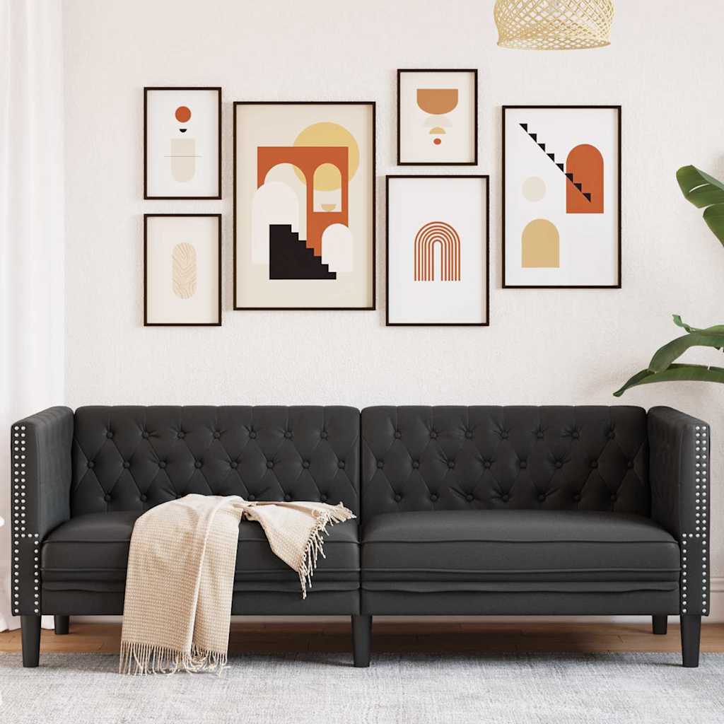 vidaXL Bank Zwart 194 x 74,5 x 70,5 cm PVC