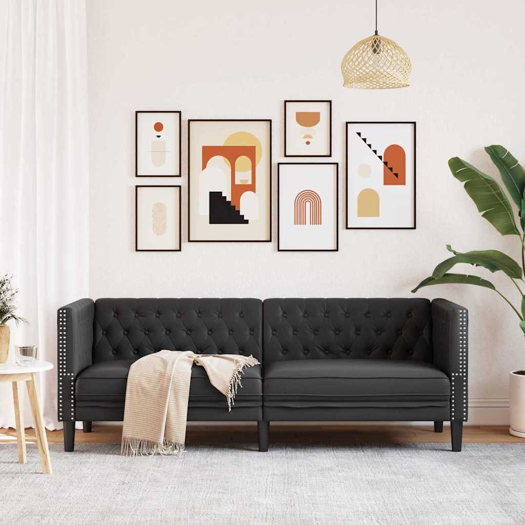 vidaXL Bank Zwart 194 x 74,5 x 70,5 cm PVC