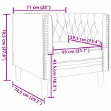 vidaXL Bank Lichtgrijs 74,5 x 71 x 70,5 cm Fluweel
