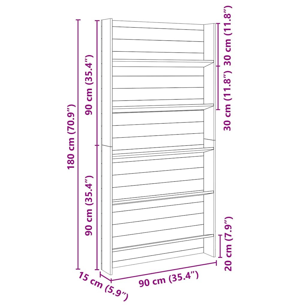 vidaXL Plantenplanken Bruin 90 x 15 x 180 cm Geïmpregneerd grenenhout