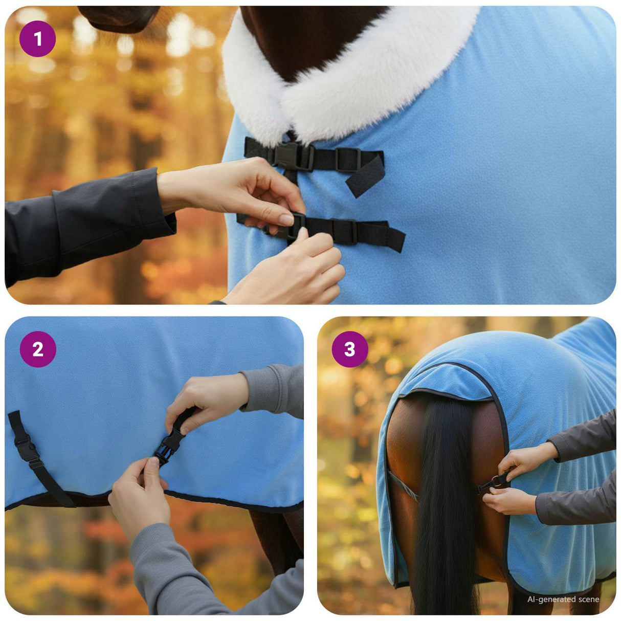 vidaXL Horse Blanket Full Aqua 75 cm Polar Fleece