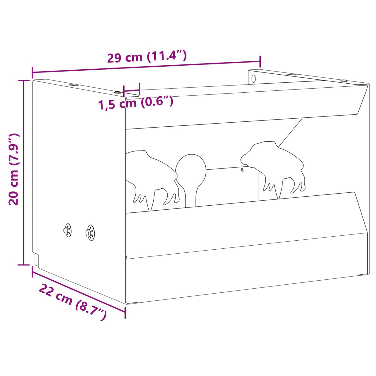 vidaXL Pellet Trap Box Black 29 x 22 x 20 cm Steel