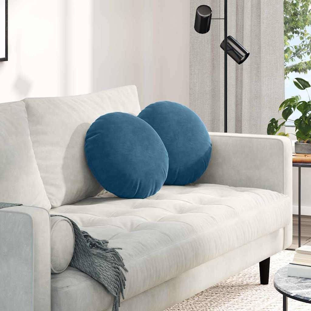 vidaXL Zitkussens 2 pcs Blauw Ø 40 x 13 cm Fluweel