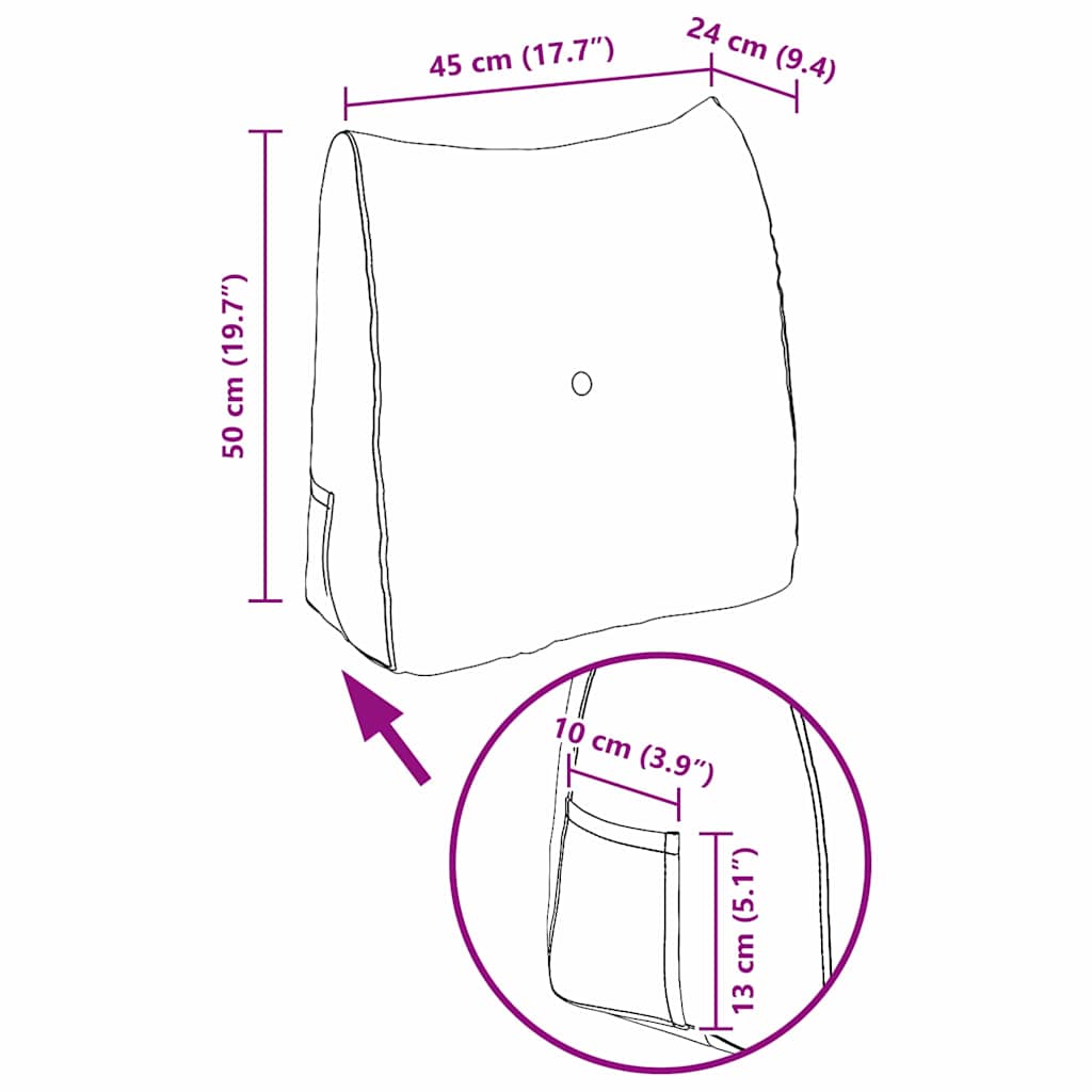 vidaXL Back Cushion Light Grey 45 x 24 x 50 cm Fabric