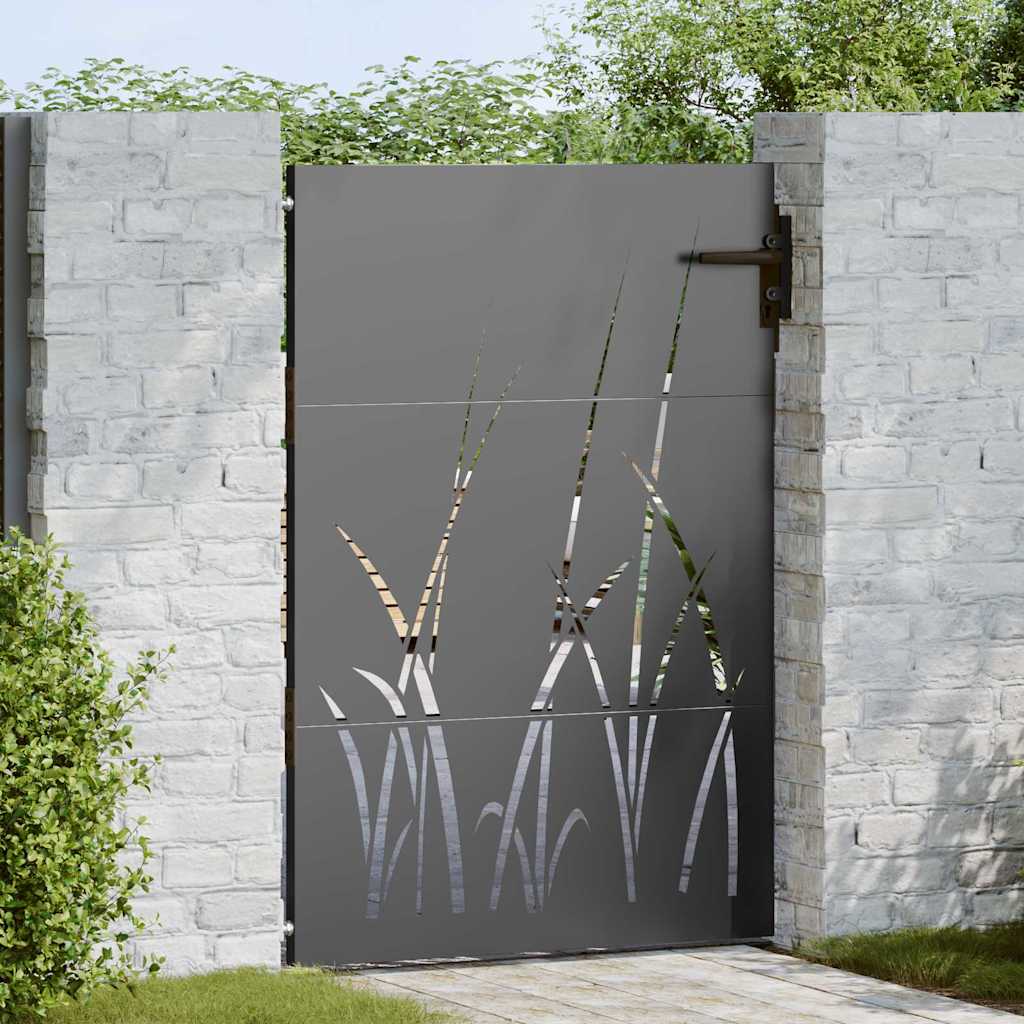vidaXL Gate 85x75 cm Grass Design Corten Steel