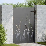 vidaXL Gate 85x75 cm Grass Design Corten Steel