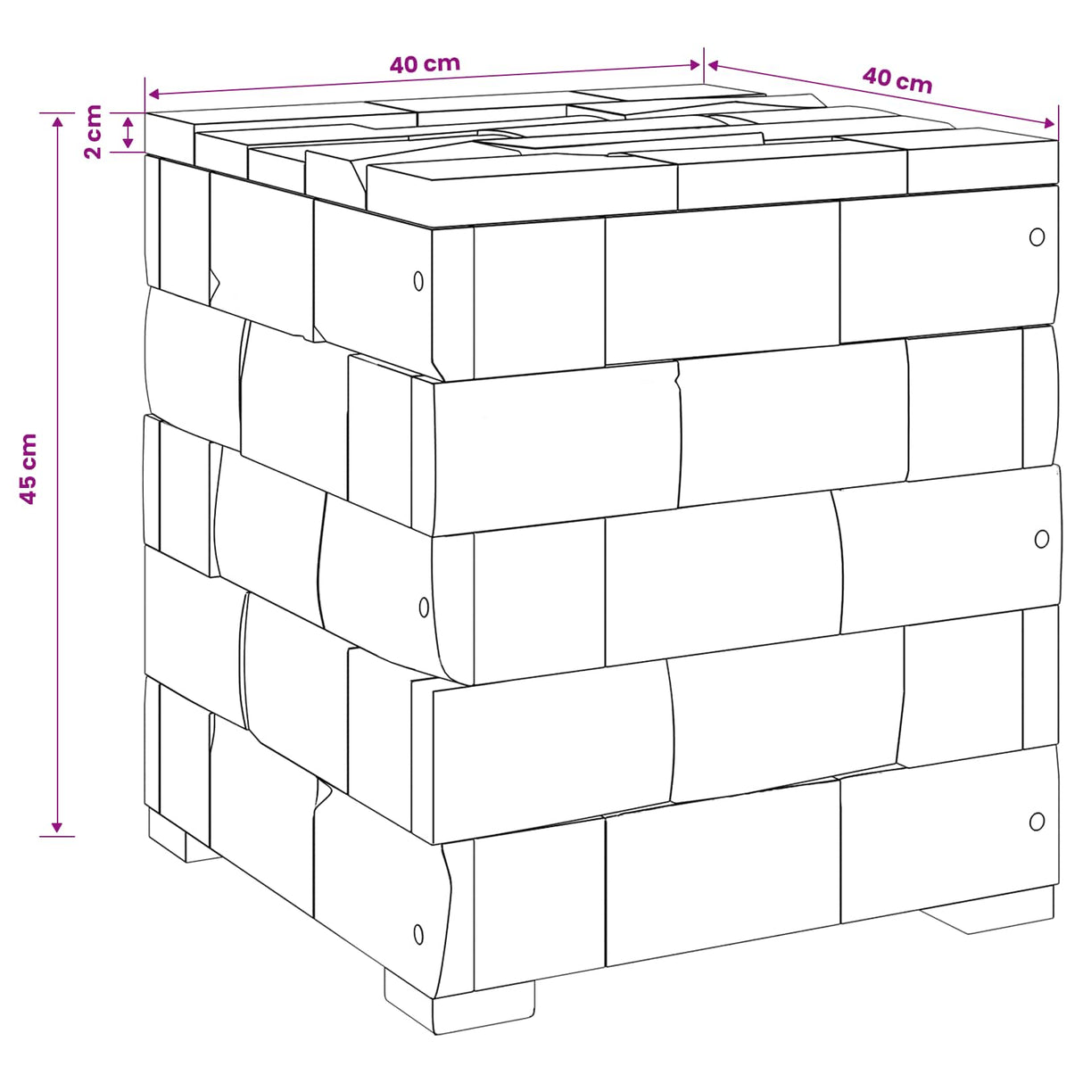 vidaXL Opbergkruk Bruin 40 x 40 x 45 cm Massief Teakhout
