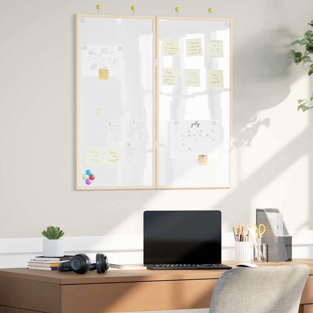 vidaXL Mededelingenbord Wit 80 x 80 x 1.4 cm Massief grenenhout