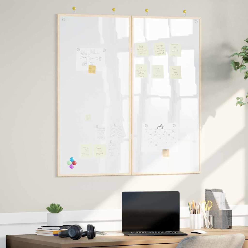 vidaXL Mededelingenbord Wit 80 x 80 x 1.4 cm Massief grenenhout