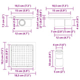 vidaXL Dot doucheafvoer Zilver 15 x 15 cm Roestvrij staal 304