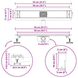 vidaXL Doucheafvoer glazen dekking met 360° sifon Zwart 50 cm