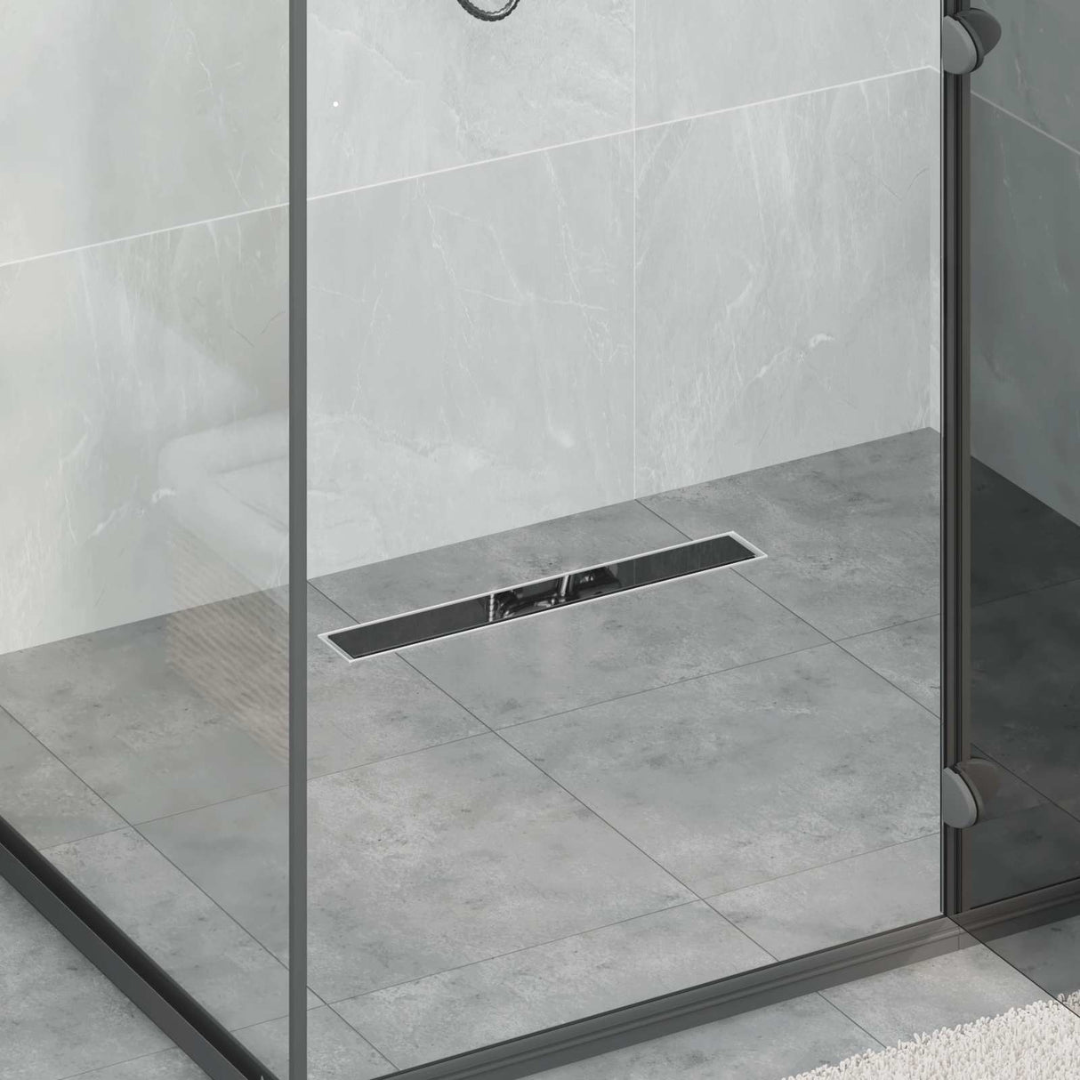 vidaXL Doucheafvoer glazen dekking met 360° sifon Zwart 50 cm