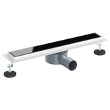 vidaXL Doucheafvoer glazen dekking met 360° sifon Zwart 50 cm