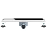 vidaXL Doucheafvoer glazen dekking met 360° sifon Zwart 50 cm