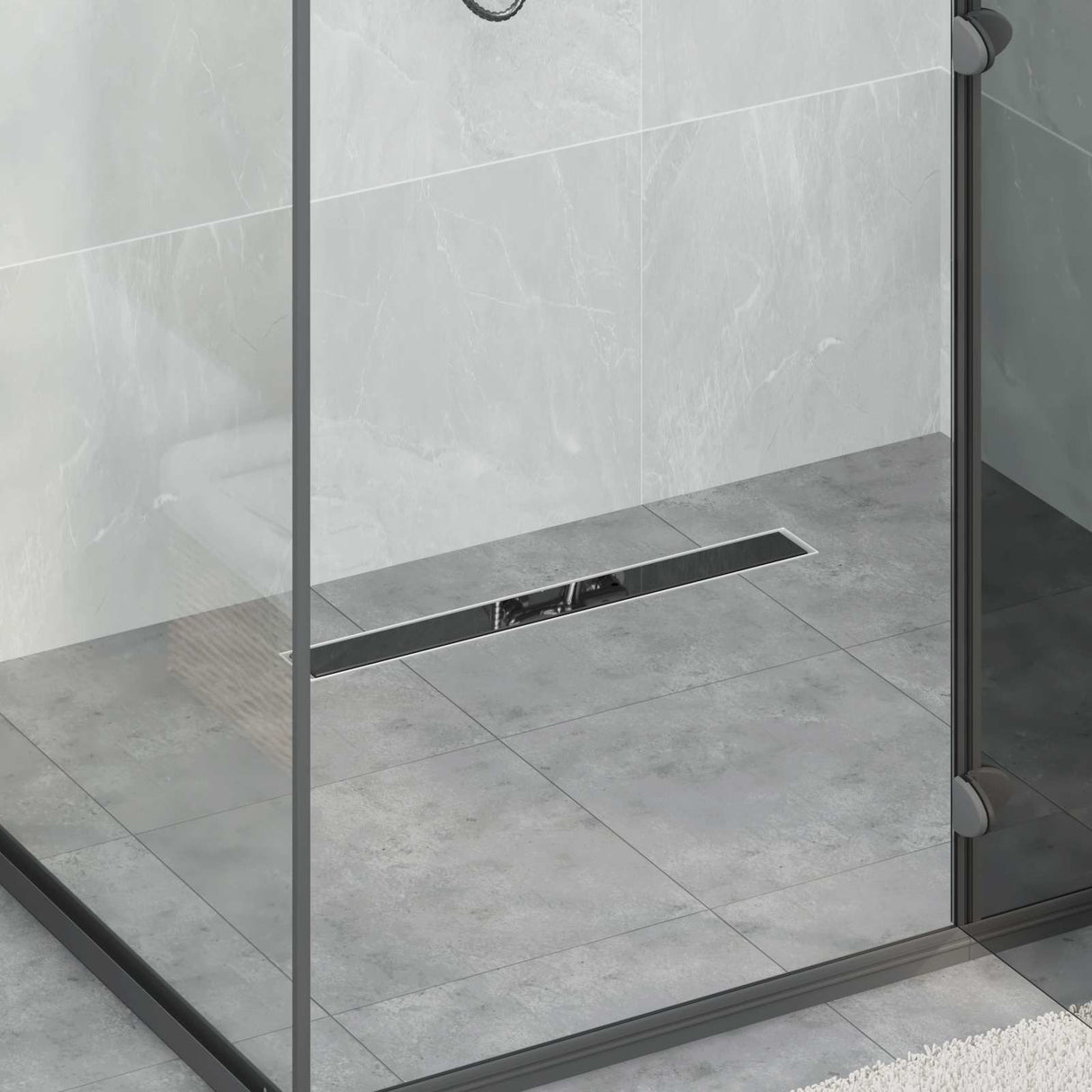 vidaXL Doucheafvoer glazen dekking met 360° sifon Zwart 50 cm