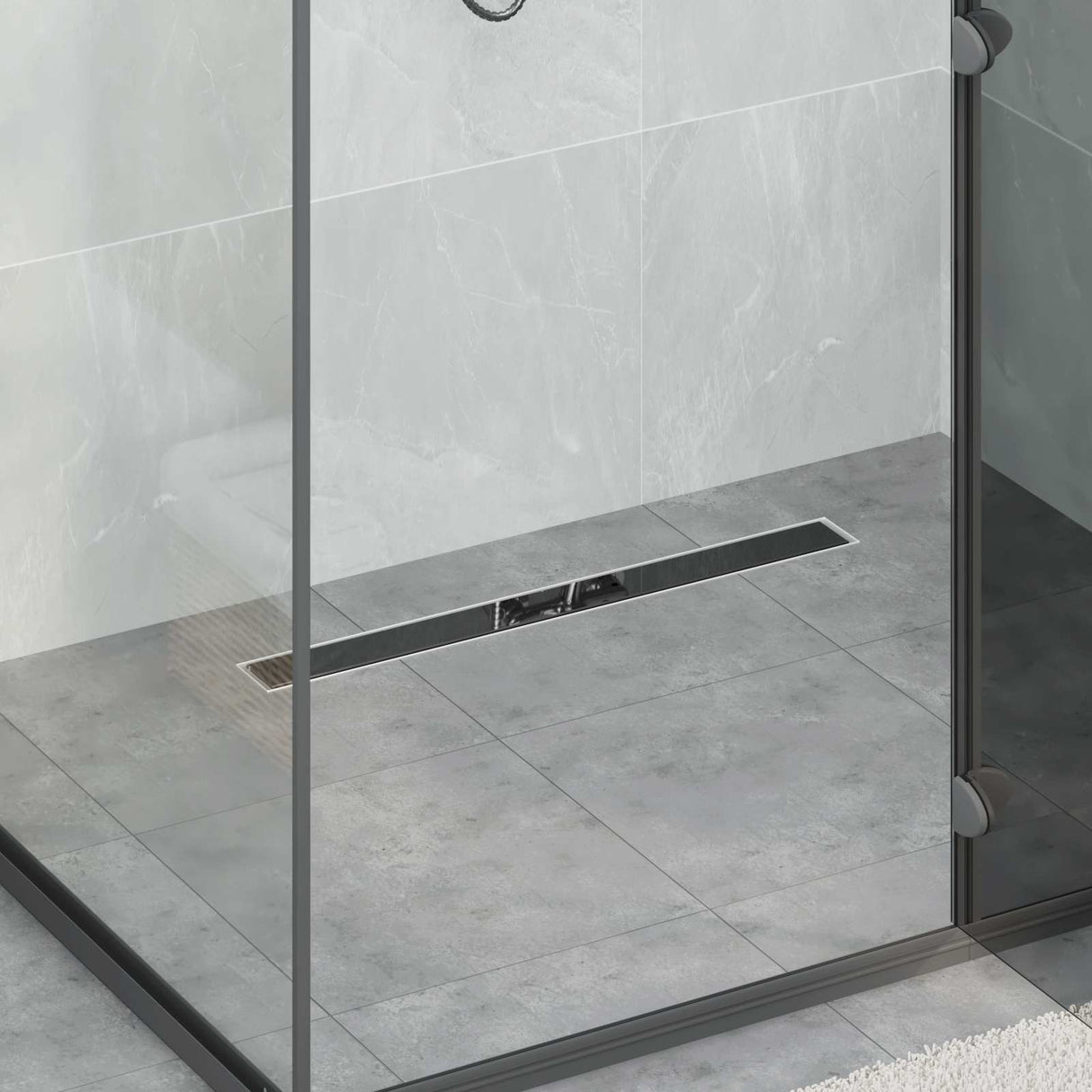 vidaXL Doucheafvoer glazen dekking met 360° sifon Zwart 50 cm