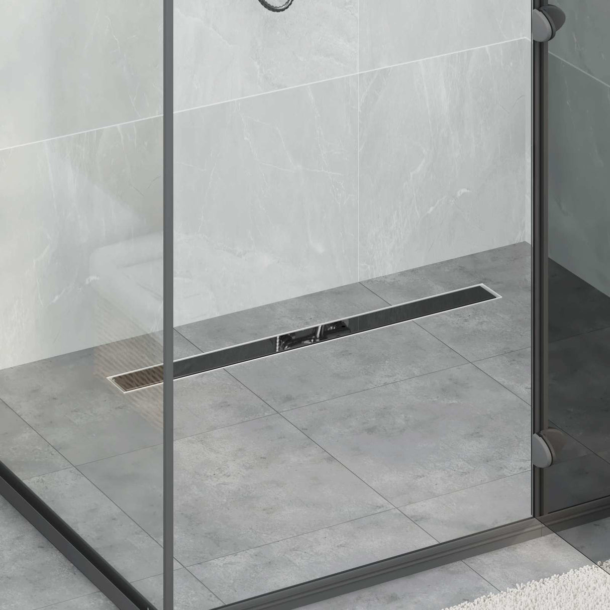 vidaXL Doucheafvoer glazen dekking met 360° sifon Zwart 50 cm