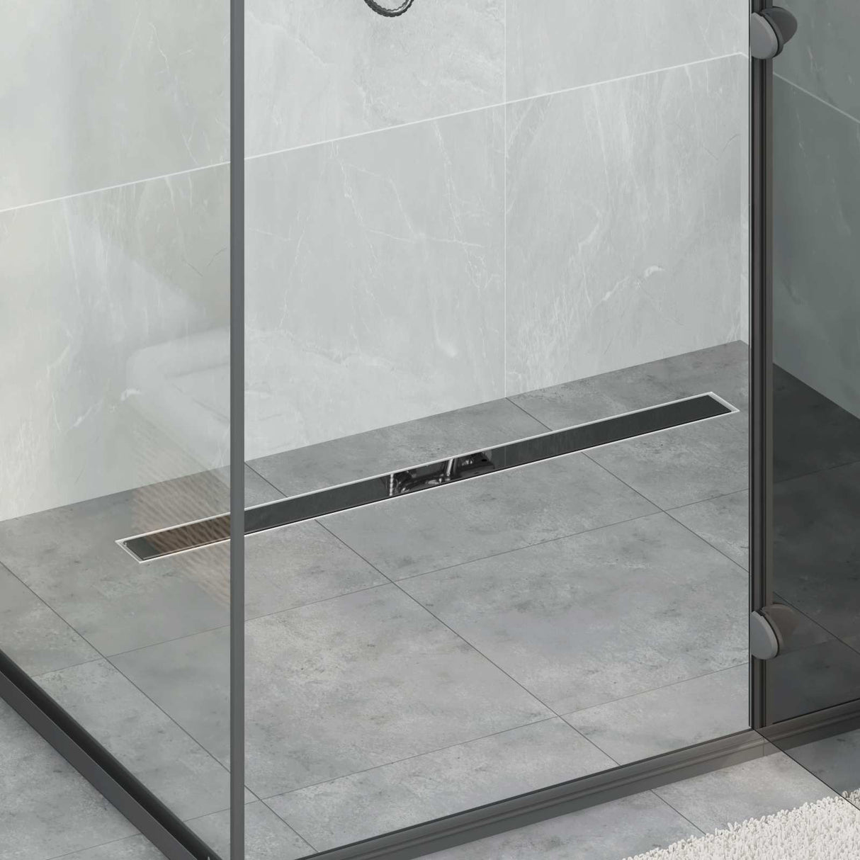 vidaXL Doucheafvoer glazen dekking met 360° sifon Zwart 50 cm
