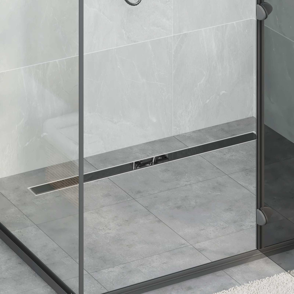 vidaXL Doucheafvoer glazen dekking met 360° sifon Zwart 50 cm