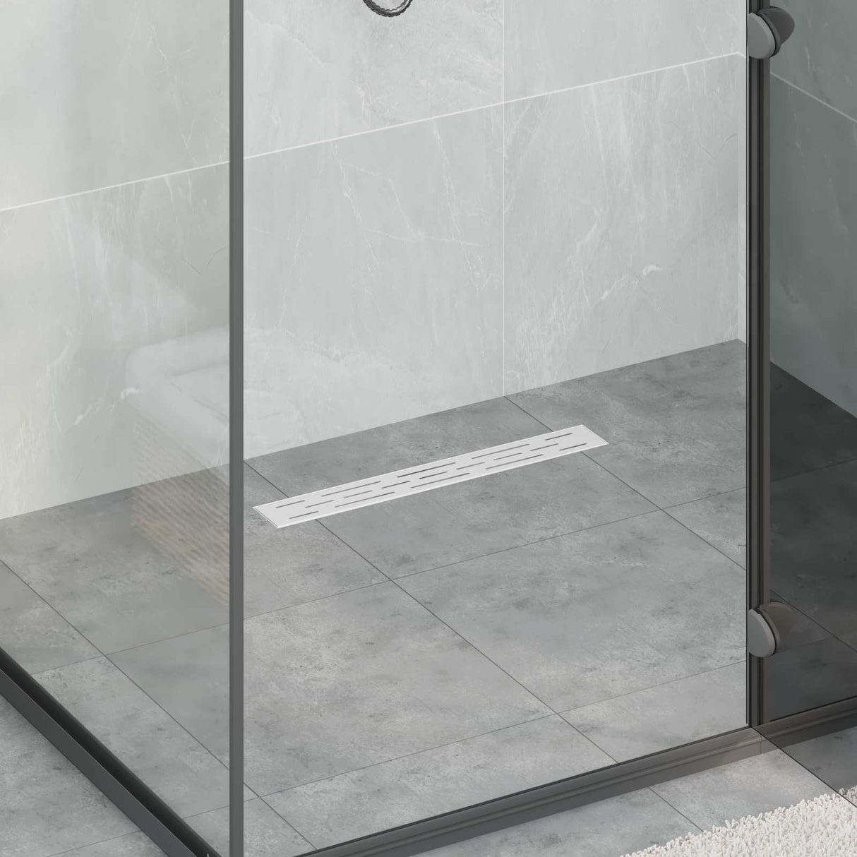 vidaXL Doucheafvoer glazen dekking met 360° sifon Zwart 50 cm