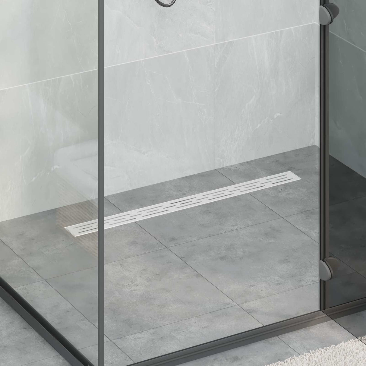 vidaXL Doucheafvoer glazen dekking met 360° sifon Zwart 50 cm