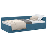vidaXL Hoek Bed Frame met hoofdeinde Blauw 80 cm x 200 cm Fluweel