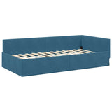 vidaXL Hoek Bed Frame met hoofdeinde Blauw 80 cm x 200 cm Fluweel